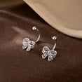 thumbnail image 6 of Solid 925 Sterling Silver Bow Half Hoop Earrings Huggie for Women Teens Bowknot Hoop Earrings Open Hoops, 6 of 7