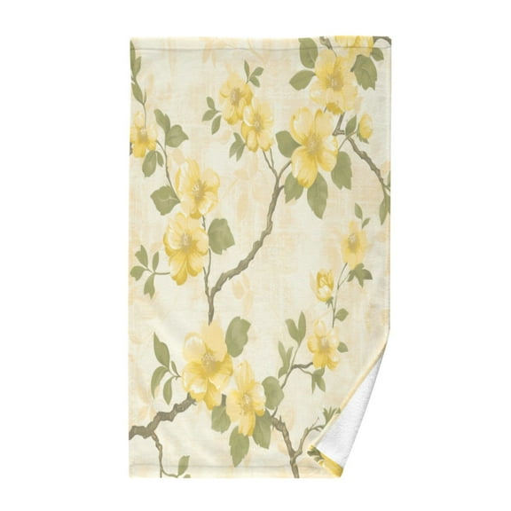 Pure Cotton Face Towel 16x28 Inches Hand Towel Bath Towel Hand Bath Towels Soft Good Water Absorption for Washing Face Wiping Face Twig Yellow Flower