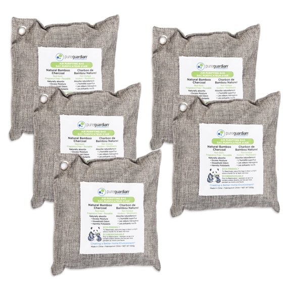 PureGuardian 500g Bamboo Charcoal Air Purifying Bag with Odor Control, 5-Pack, CB5005PK, Unscented