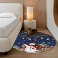 thumbnail image 2 of Round Rug 3.3Ft Washable Non-Slip, Blue Christmas Snowman Circle Area Rugs for Living Room Bedroom, Xmas Snowflake Elk Tree Balls Indoor Floor Mats Carpet Runner for Home Decor Aesthetic, 2 of 8