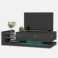 thumbnail image 2 of Royard Oaktree High Gloss TV Stand w/LED Lights, Charge Station, and Glass Shelves for TVs up to 75", 2 of 7