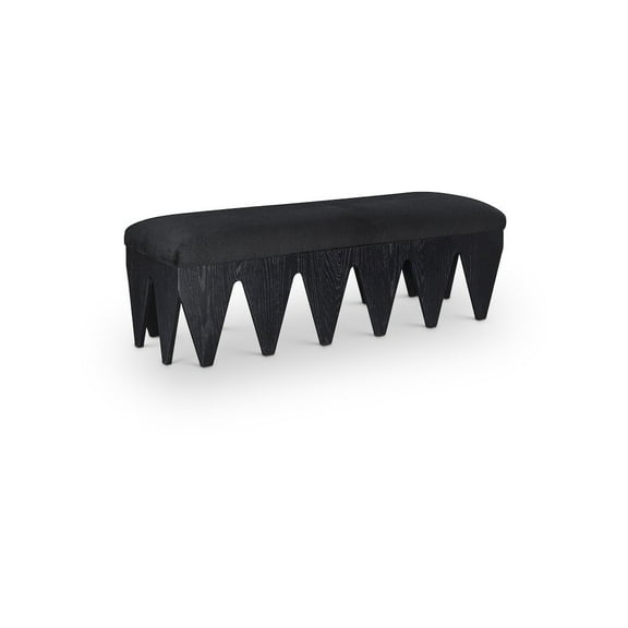 Meridian Furniture Altair Black Velour Fur Fabric Bench