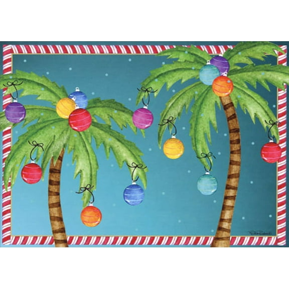 LPG Greetings Colorful Ornaments in Palm Trees : Robin Roderick Tropical Christmas Card (1 card/1 envelope)