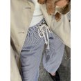 thumbnail image 2 of Striped Loose Pants Chic Fashion Women Elastic Band Drawstring Straight Leg Trousers, 2 of 7