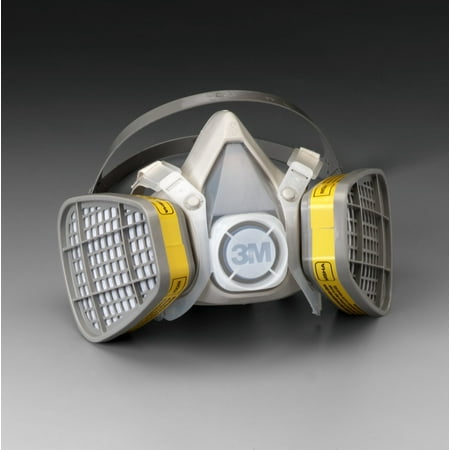 Air Half Mask Respirator - 3M Medium Black Thermoplastic Elastomer Half Mask 5000 Series Disposable Air Purifying Respirator With 4 Point Harness
