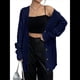 thumbnail image 3 of Cárdigan de Punto para Mujer, Larga, Abierto, con Botones, Suéter de Punto Azul Marino M, 3 of 7