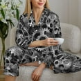 thumbnail image 6 of Pajama Sets for Women 2 Pcs, Modern gear Pattern Button Down Long Sleeve Sleepwear Lounge PJ Sets, 6 of 6