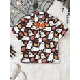 thumbnail image 6 of Yunliwuli Toddler Boys Halloween Outfits Bowtie Ghost Pumpkin Print Turn-Down Collar Short Sleeve Shirts Tops Shorts 2Pcs Clothes Set, 6 of 9