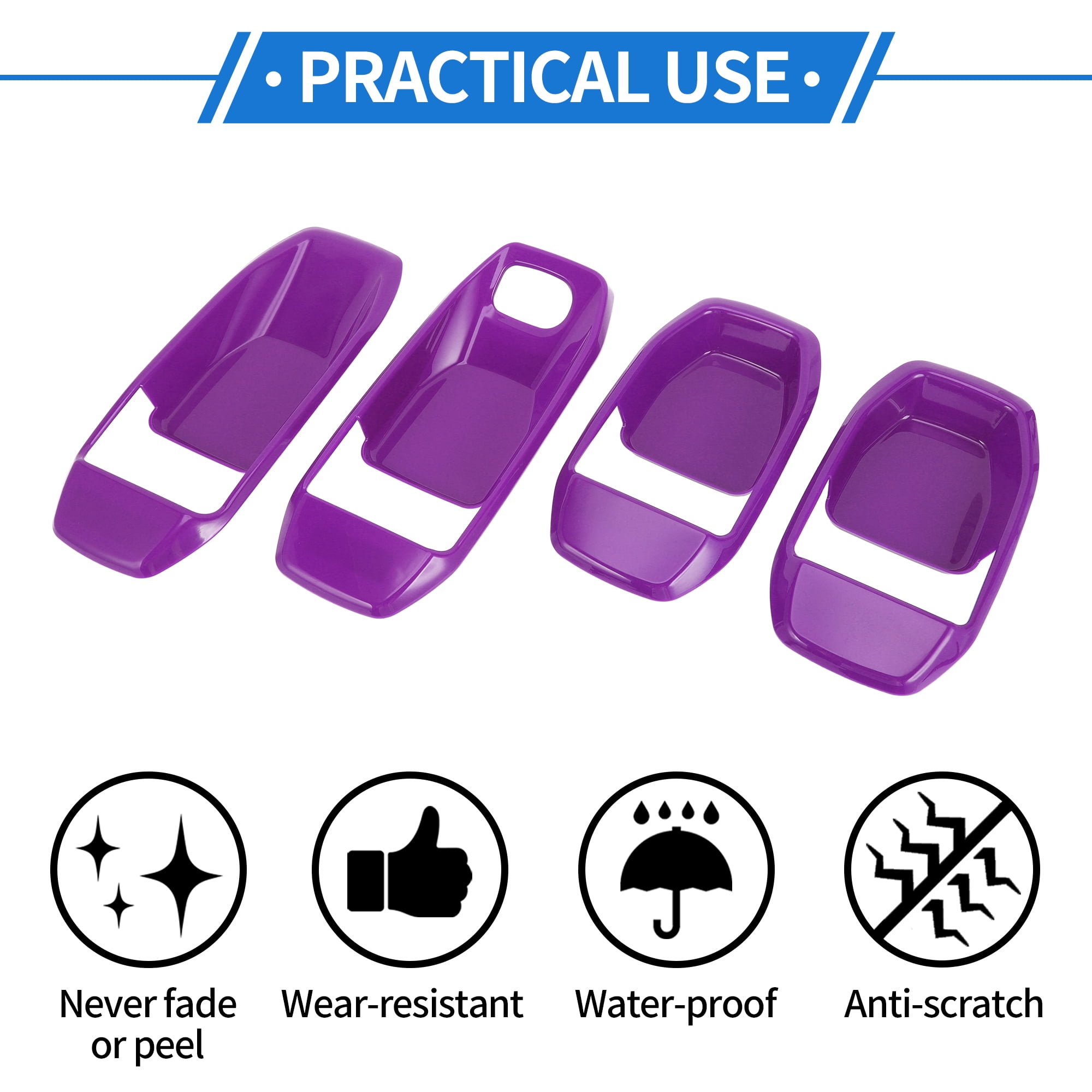 Unique Bargains 4 Pcs Door Bowl Cover Trim Compatible for Jeep Wrangler JL 2018-2022 ABS Purple Exterior Accessories