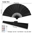 thumbnail image 2 of Ventilador plegable de mano chino con luces LED de colores brillantes y control remoto para espectáculos y presentaciones en escenarios (negro)., 2 of 5