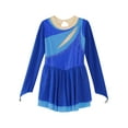 thumbnail image 5 of Xnihocha Girl's Ballet Lyrical Modern Dance Dress Sparkly Rhinestone Long Sleeve Figure Skating Dress Royal Blue 12, 5 of 7