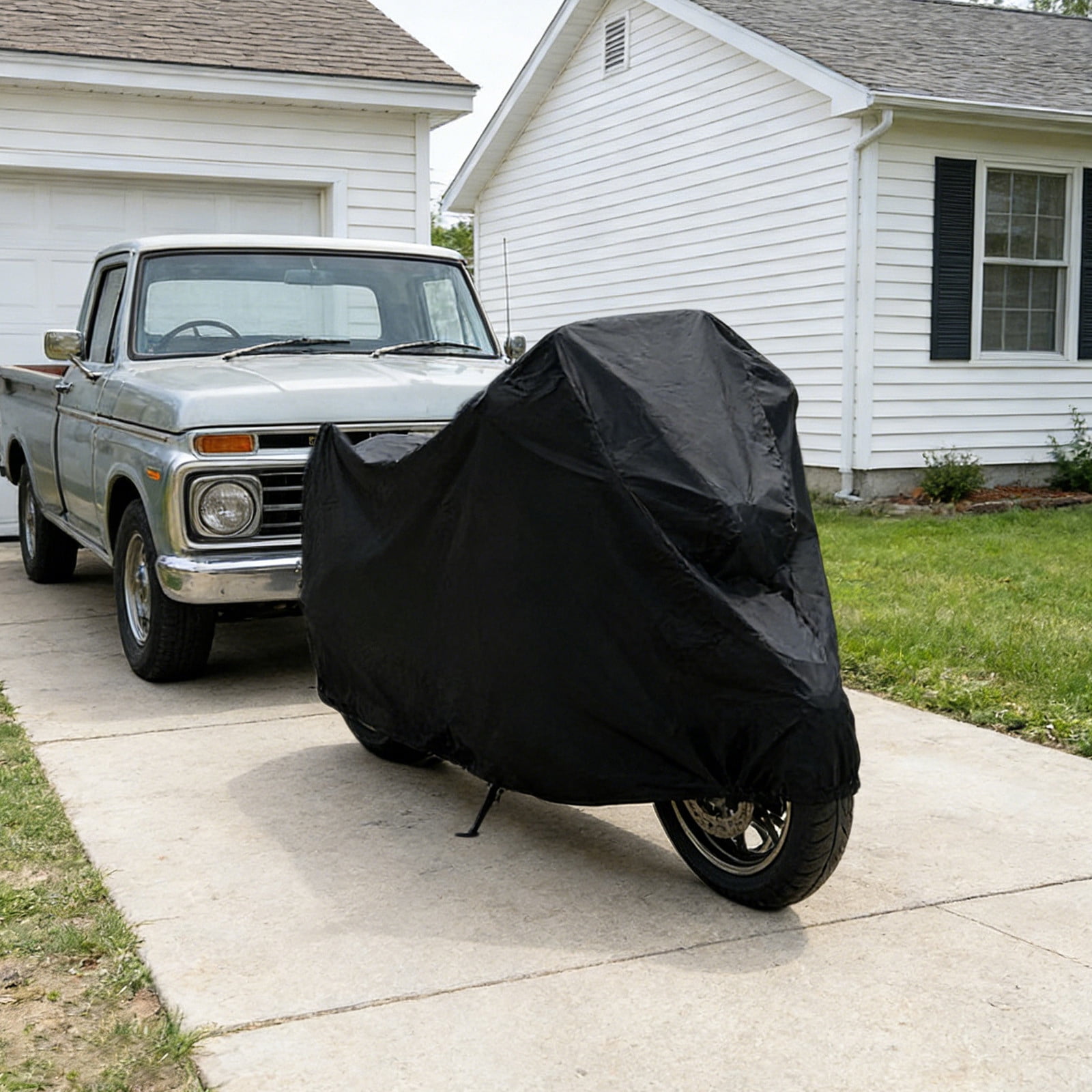 RuiJiao Lightweight Durable Motorcycle Bike Cover Waterproof Sunproof Universal Fit Polyester Black for Outdoor Indoor Vehicle Protection