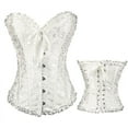 thumbnail image 3 of Mujer Vintage Palace Shapewear Bustiers Corsés Satén Deshuesado Cordones Sin Tirantes Overbust Corsé Body Nupcial, 3 of 4