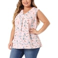thumbnail image 4 of Agnes Orinda Plus Size Floral Blouse Sleeveless Tank Top for Women Comfortable and Stylish 4X Pink, 4 of 6