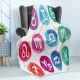 thumbnail image 4 of Zodiac Soft Flannel Fleece Throw Blanket, Watercolor Effect Rounds with Horoscope Astrological Items on a Plain Background, Cozy Plush for Indoor and Outdoor Use, 50" x 60", Multicolor, by Ambesonne, 4 of 5