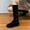 Black, variant on Wavsuf Cowgirl Boots for Girls Winter Flock Knee High with Zipper Slip Resistant Oversized Coffee Shoes Size 40
