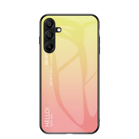 ELEHOLD Case for Samsung Galaxy A16 5G, Lightweight Gradient Glass Case Ultra Slim Shockproof Cover,Yellow