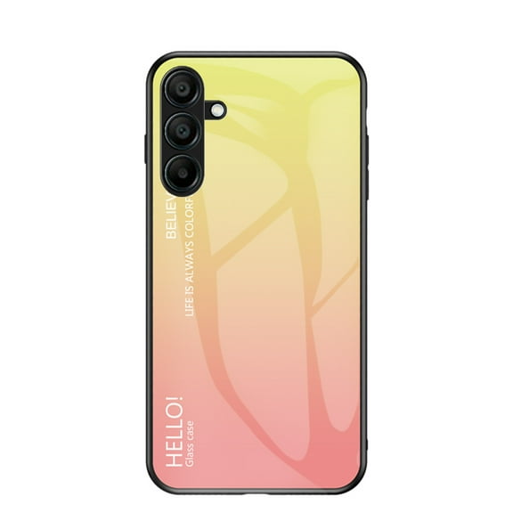 ELEHOLD Case for Samsung Galaxy A16 5G, Lightweight Gradient Glass Case Ultra Slim Shockproof Cover,Yellow