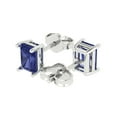 thumbnail image 2 of Clara Pucci 2Ct Tanzanite Emerald Cut VVS1 Push Back Stud 18k Solid hypoallergenic Gold Designer Earrings For December, 2 of 7