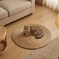 thumbnail image 6 of Round Cat Scratching Mat Natural Sisal Jute Wear-Resistant Scratch Board for Indoor Cats Furniture Protector Kitten Scratching Pad Summer Rattan Style Pad, 6 of 7
