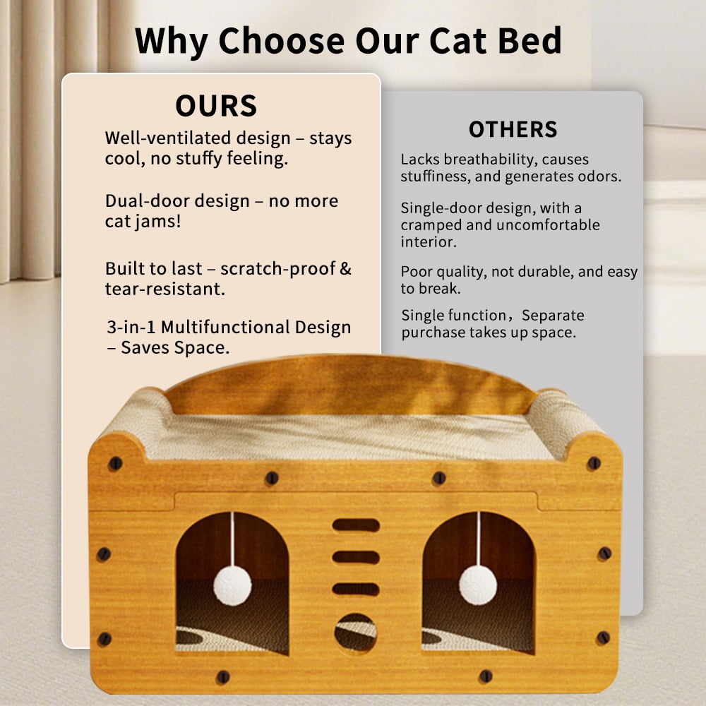 Cat Scratching Board Corrugated Large Space Cat Rest Villa Cat House Cat Bed With Scratch Pads Corrugated Pet Toys