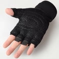 thumbnail image 3 of Women Men Cycling Gloves Wristband Fitness Sport Anti-Slip Shockproof Light Blue Black L, 3 of 5