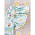 thumbnail image 5 of Gupgi 0-18M Baby Girls Summer Romper Waffle Daisy Print Flying Sleeve Jumpsuit with Bow Headband, 5 of 9