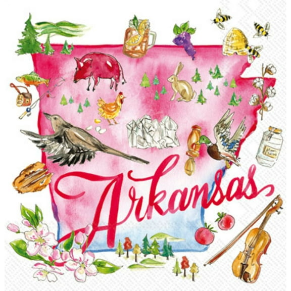 Roseanne Beck-Arkansas State Collection Cocktail Napkin 3 ply 20 per package 5x5