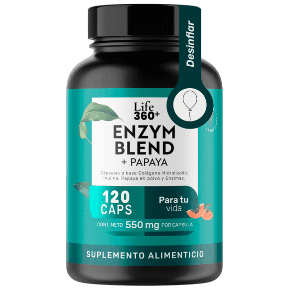 ENZYM Blend + Papaya Life360+ 120 cápsulas Suplemento Alimenticio