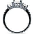 thumbnail image 6 of Asscher Cut Engagement Ring Three Stone Cubic Zirconia Black Tone 925 Sterling Silver, Size 6, 6 of 7