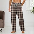 thumbnail image 2 of Men Pajama Pants Plaid Sleep Lounge Pj Bottoms Lightweight Sleep Pants with Pockets & Drawstring Soft Sleep Pants Fall Clothes (11-Brick Red, Small), 2 of 6