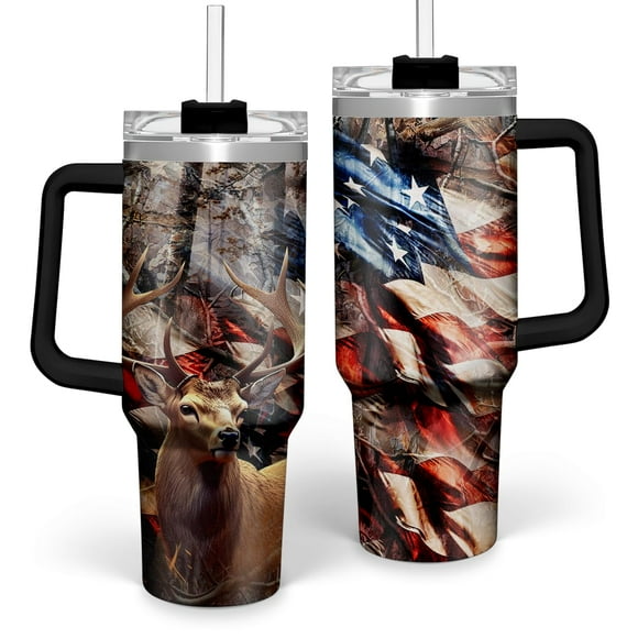 Taza para beber SANDJEST de acero inoxidable con asa de acero inoxidable de 40 oz