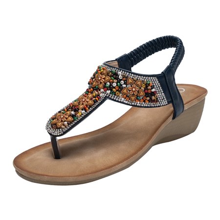 

Sandals Women Rhinestone Slipsole Thick Sole Flip Flop Sandal Pu Blue 40