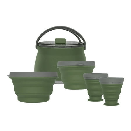 

Yucurem Silicone Folding Kettle Portable Outdoor Camping Water Pot Teacup Set (5pcs)