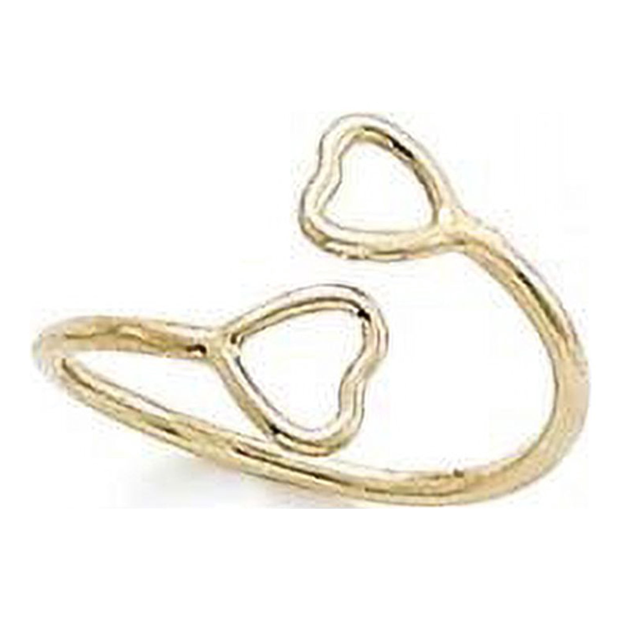 14k Yellow Gold Double Wire Heart Adjustable Toe Ring - .9 Grams