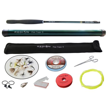 Tenkara Fly Rod - Flat Tops 9' Travel Rod w/ Starter Kit - Japanese Carbon Fiber