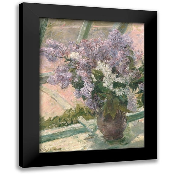 Cassatt, Mary 12x14 Black Modern Framed Museum Art Print Titled - Lilacs in a Window