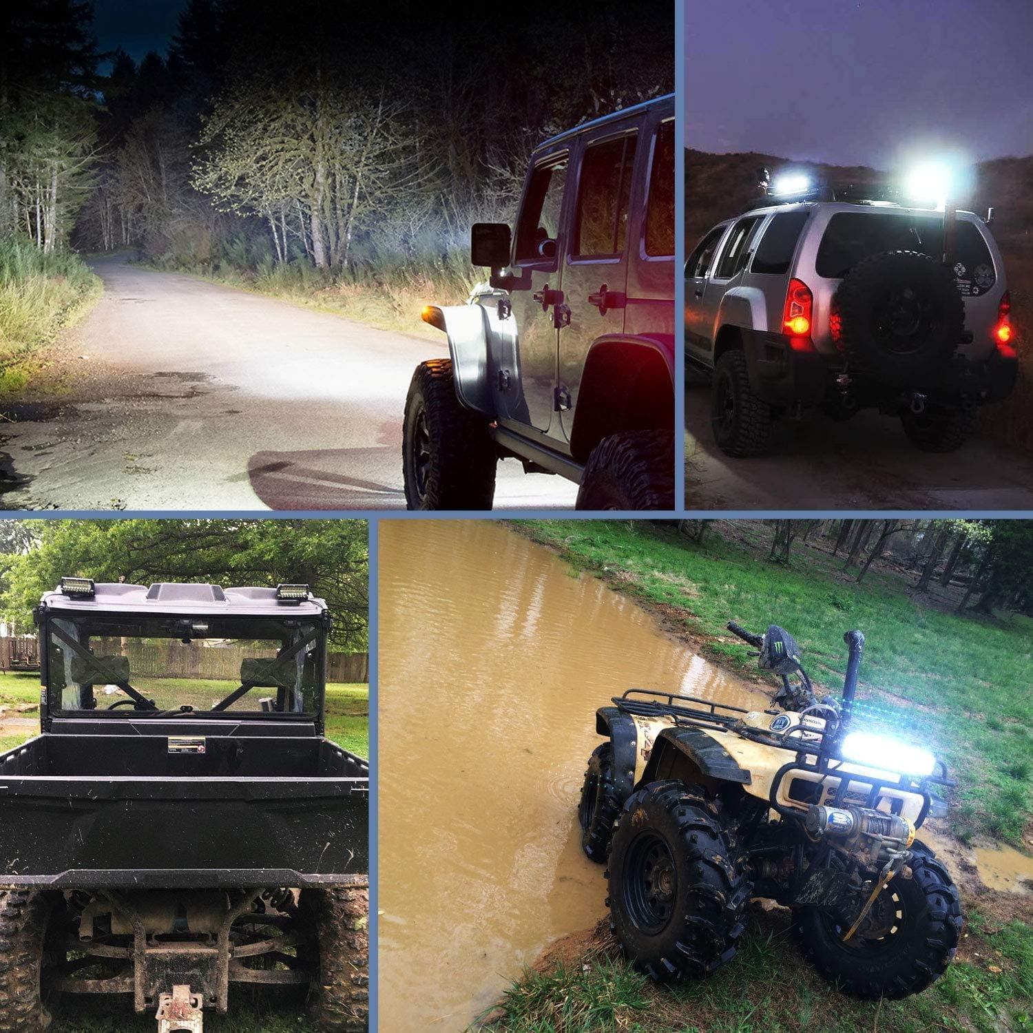 Nilight 2PCS 27W Round Flood Driving Lamp Waterproof Jeep Off Road Fog Lights with Off Road Wiring Harness- 2 Leads