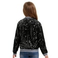 thumbnail image 2 of YONGHS Kids Girls Sparkly Sequins Baseball Coat Long Sleeve Disco Dance Party Bomber Jacket Black 10, 2 of 7