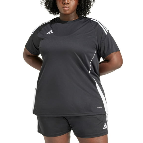 Adidas Womens Regular fit Short Sleeve 3 Stripes T-Shirt Shirt Black Solid 2XL