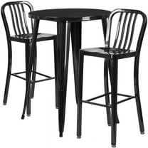 Scranton & Co 3 Piece 30" Round Metal Patio Pub Set in Black