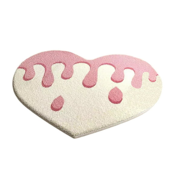 Valentine Day Bath Rug Red Pink Heart Shape Tufted Bath Mat Non Shower Rugs Front Door Mat Carpet Floor Rug for Home Kitchen Living Room Bedroom Bathroom Decor,16x12 Inch(Pink)