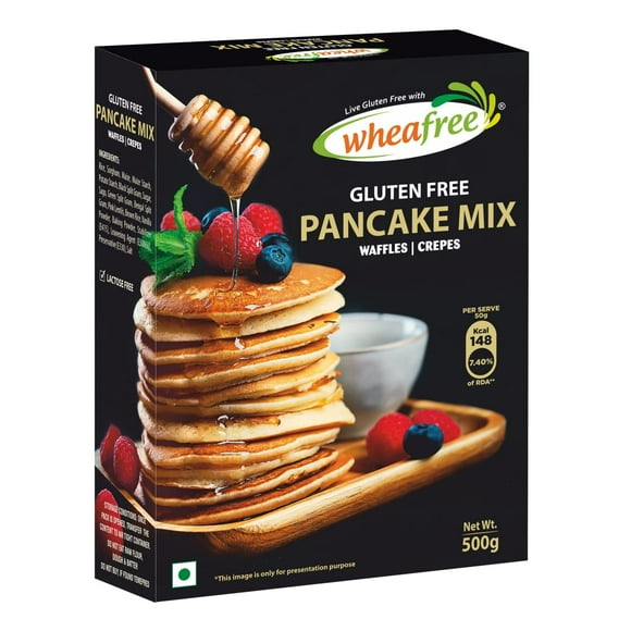 Wheafree Gluten Free Pancake Mix – Crepe & Waffle Mix | Healthy Breakfast Mix | Easy to Cook | Soft & Fluffy Pancakes | 500g Pack
