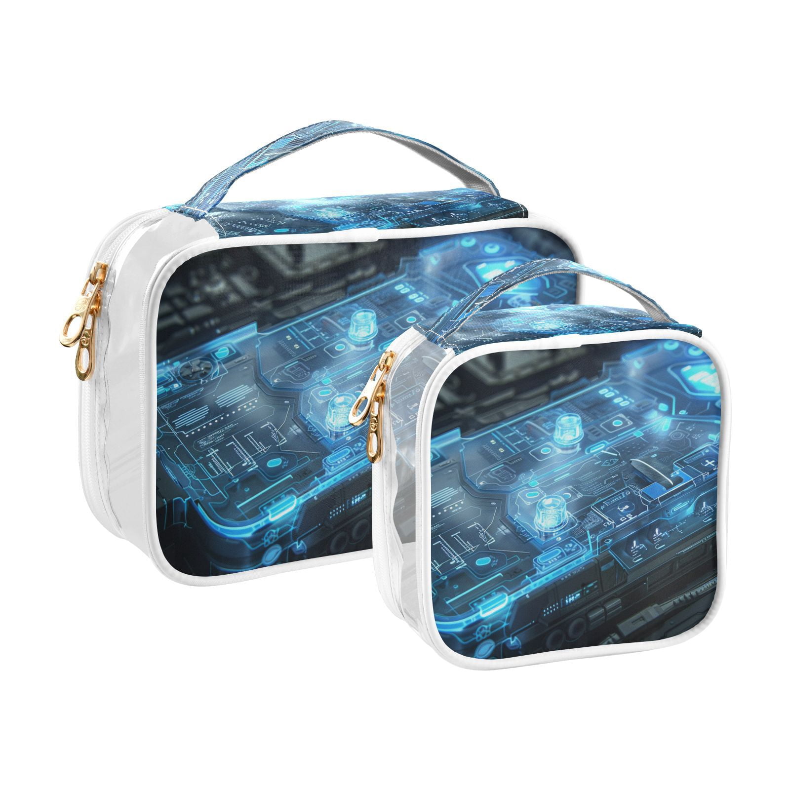 Clear Makeup Bags with Handle Large Opening 2 Pack Set Toiletry Bag Quart Size Bag, for Women Man Traveling Travel Essentials, Toiletries and Other. Game Capture