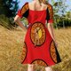 thumbnail image 5 of Vestido de mujer de manga corta con estampado de olas del mar, acuarela, velero, color verde azulado, océano estrellado, vestido de verano para mujer, 5 of 7