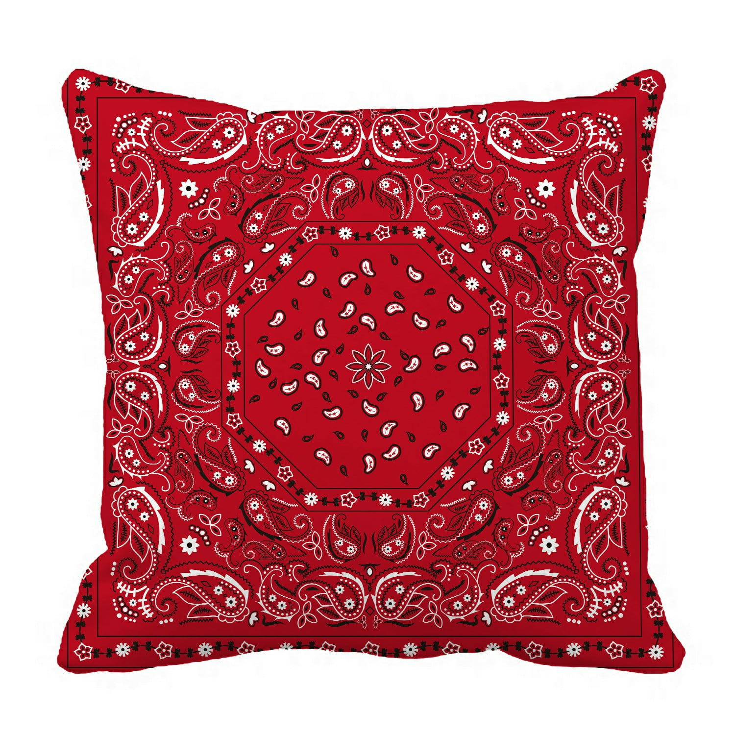 ECZJNT Red Bandana Print Pillow Case Cover Set 16x16 Inch