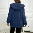 thumbnail image 6 of Fnooota Womens Fleece Jacket, Mid Length Hooded Full Zip Warm Winter Outerwear Dark Blue Size M, 6 of 9