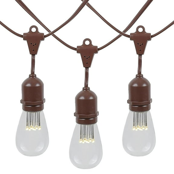 Novelty Lights Clear Incandescent Edison Outdoor String Lights with 50 Bulbs S14 Vintage Bulbs Brown Wire Suspended 100 Feet