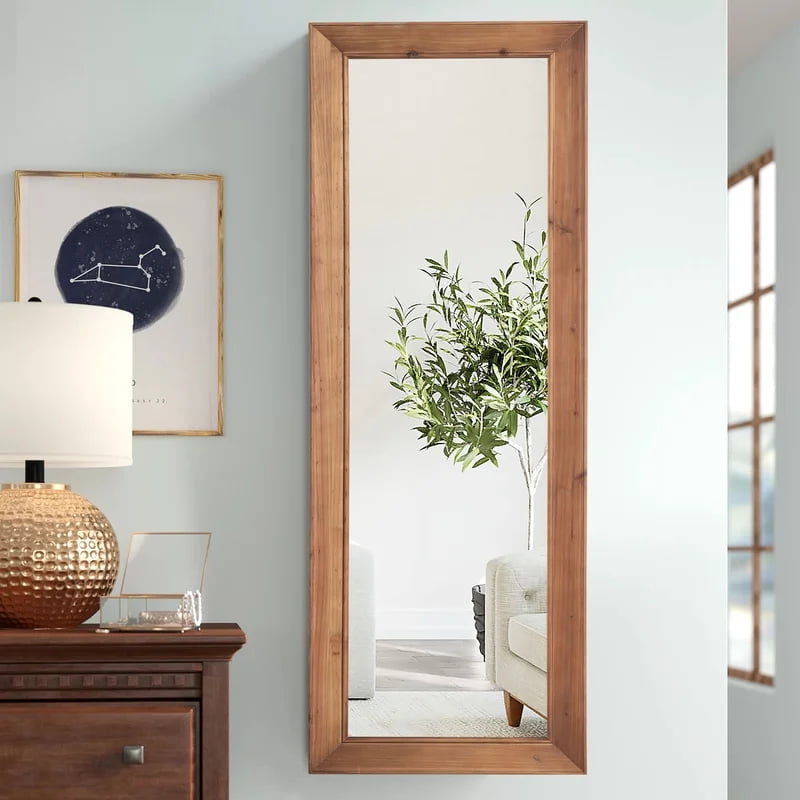 Solid Wood Fulllength Mirror for Sitting Bedroom 64"*21" Log Color
