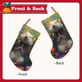 thumbnail image 2 of Wukai Colorful Flower Meditating Hamster Print Christmas Stockings 18" Christmas Stocking Snowman Burlap Plaid Xmas Stocking Holiday Christmas Decoration Gifts for Family Kids, 2 of 7